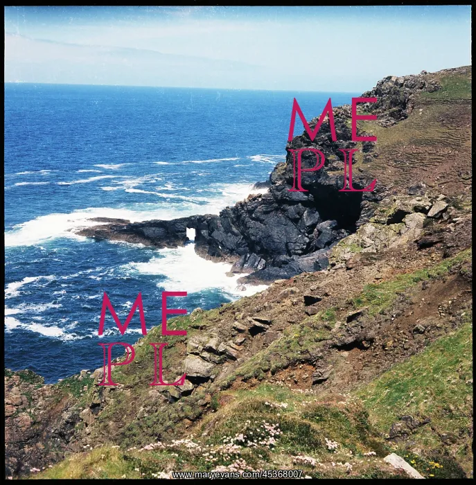 : Cliffs at Carn Vellan and waves crashing around natural arch : Cliffs at Carn Vellan and waves crashing around natural arch