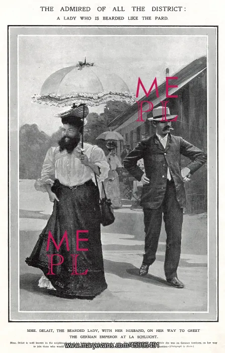 : Cl?mentine Delait the bearded lady, with her husband : Cl?mentine Delait the bearded lady, with her husband