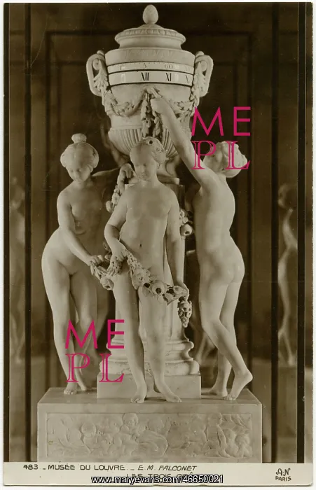 : Clock - Three Graces by E M Flaconet - Marble and Bronze : Clock - Three Graces by E M Flaconet - Marble and Bronze