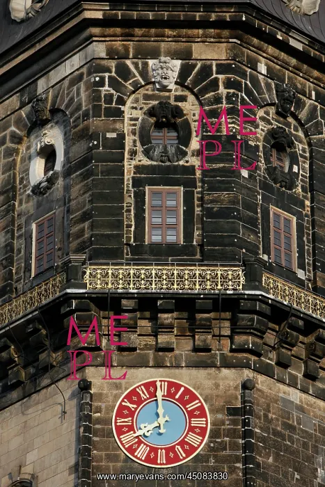 : Clock of the Hausmannsturm tower, Dresden, Germany : Clock of the Hausmannsturm tower, Dresden, Germany