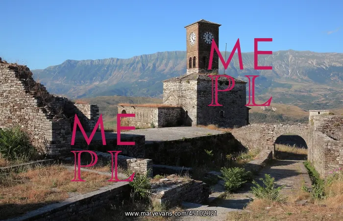 : Clock Tower, Gjirokastra Castle, Gjirokastra, Albania : Clock Tower, Gjirokastra Castle, Gjirokastra, Albania