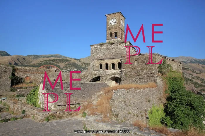 : Clock Tower, Gjirokastra Castle, Gjirokastra, Albania : Clock Tower, Gjirokastra Castle, Gjirokastra, Albania