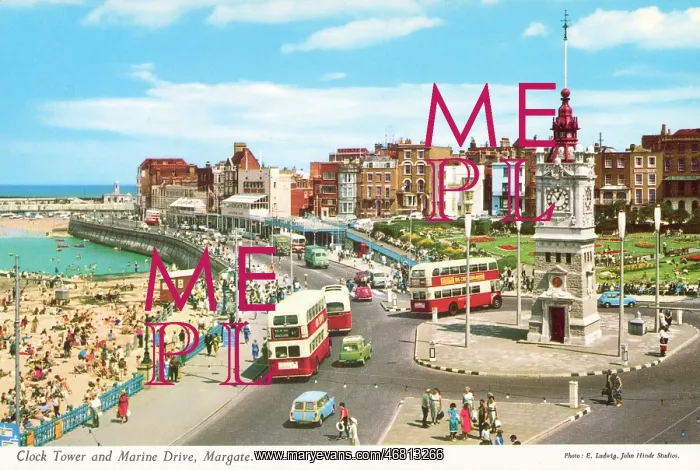 : Clock Tower and Marine Drive, Margate, Kent : Clock Tower and Marine Drive, Margate, Kent