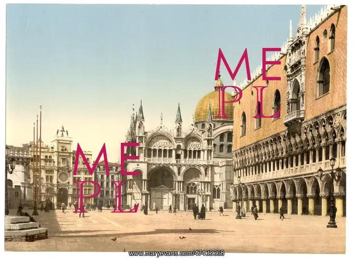 : Clock tower, St. Mark's, and Doges Palace, Piazzetta di San : Clock tower, St. Mark's, and Doges Palace, Piazzetta di San