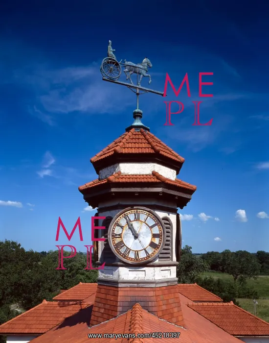 : Clock tower and weathervane, Longview Farm, ? : Clock tower and weathervane, Longview Farm, ?