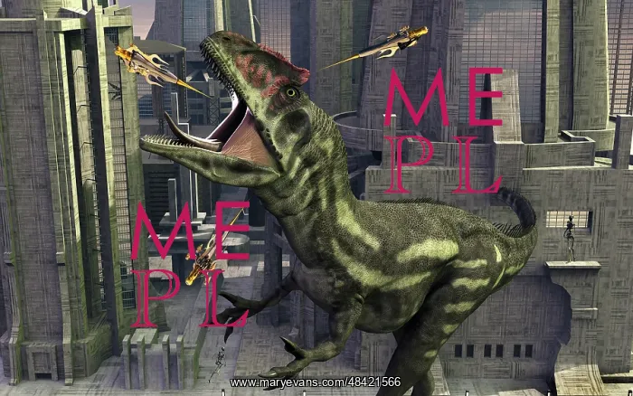 : A cloned Allosaurus being sedated by robotic devices : A cloned Allosaurus being sedated by robotic devices
