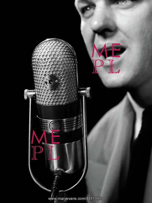 : Close-up of man announcer talking into microphone : Close-up of man announcer talking into microphone