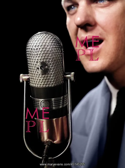 : Close-Up of Man Announcer Talking Into Microphone : Close-Up of Man Announcer Talking Into Microphone