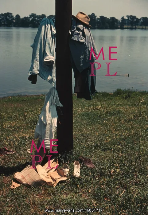 : Clothes of swimmers hanging on a telegraph pole, Lake Provid : Clothes of swimmers hanging on a telegraph pole, Lake Provid