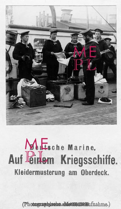 : Clothing inspection on the upper deck, 1903 : Clothing inspection on the upper deck, 1903