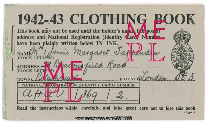  : CLOTHING RATION COUPONS