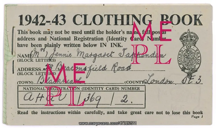 : CLOTHING RATION COUPONS : CLOTHING RATION COUPONS