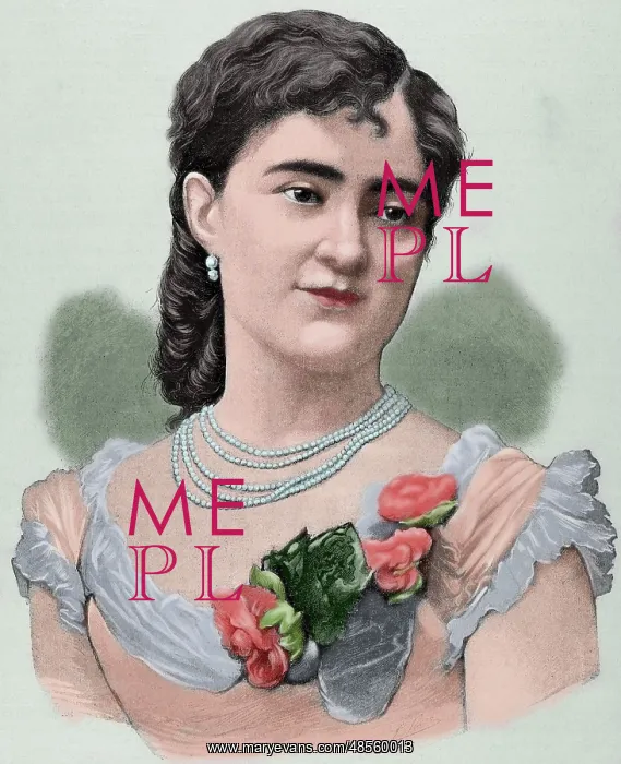 : Clotilde Cerda (1852-1926). Engraving. Colored : Clotilde Cerda (1852-1926). Engraving. Colored