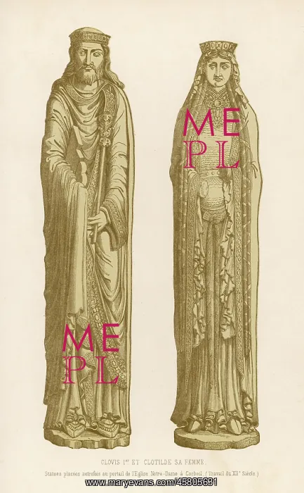 : CLOVIS I, KING OF THE FRANKS with his queen, Clotilde : CLOVIS I, KING OF THE FRANKS with his queen, Clotilde