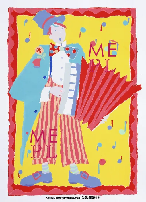 : Clown with Accordion ' paper collage