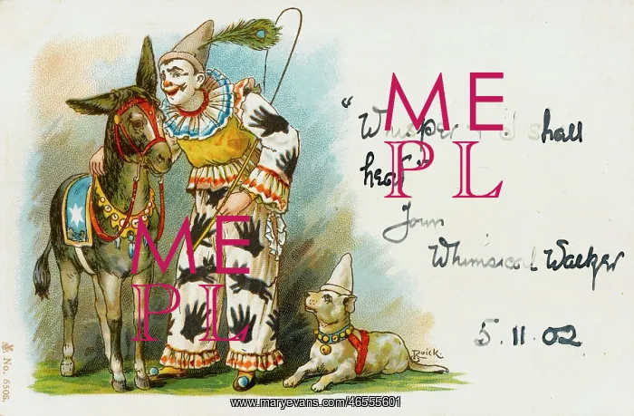 : Clown with a donkey and a dog : Clown with a donkey and a dog