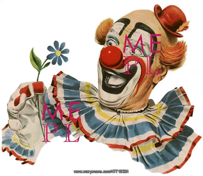  : Clown Grins at Flower