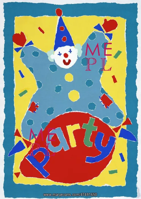  : Clown ' party invitation ' collage