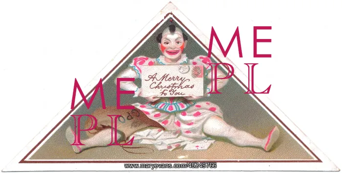 : Clown on a triangular Christmas card : Clown on a triangular Christmas card