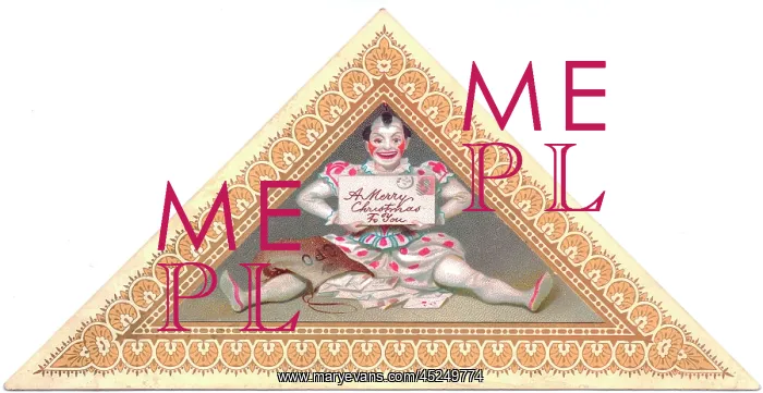: Clown on a triangular Christmas card : Clown on a triangular Christmas card