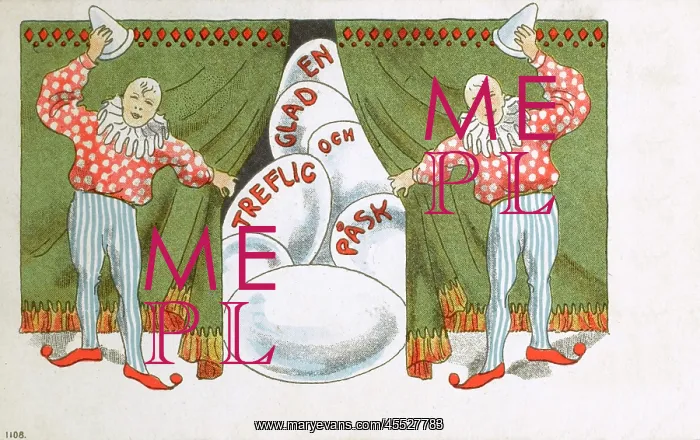 : Two clowns and a cascade of Easter Eggs : Two clowns and a cascade of Easter Eggs