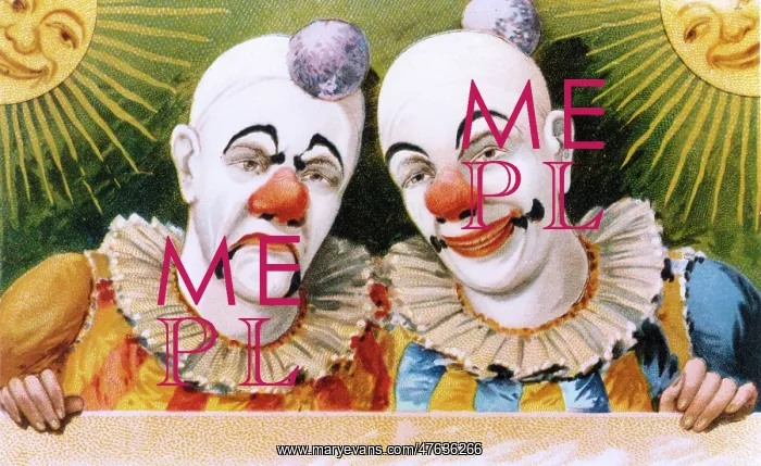  : Two clowns, happy and sad