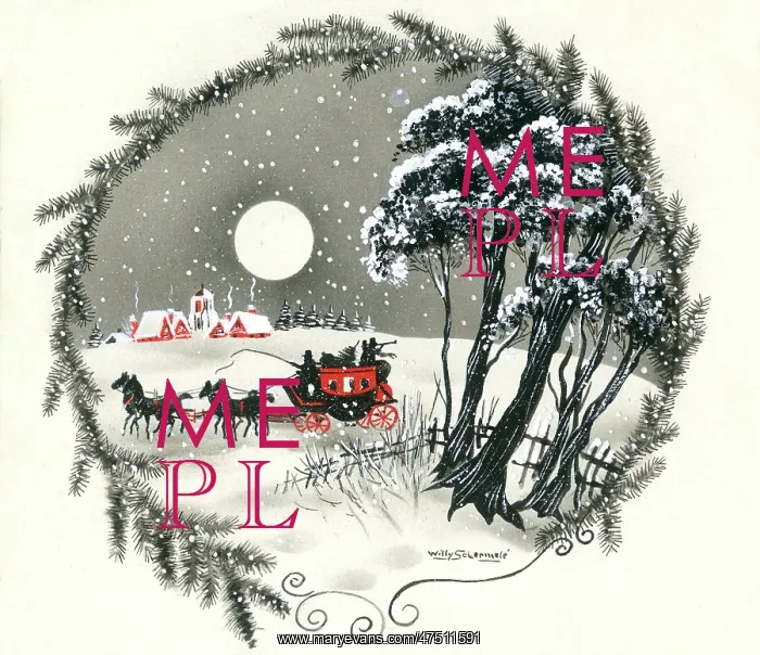 : Coach and village in the snow by moonlight : Coach and village in the snow by moonlight