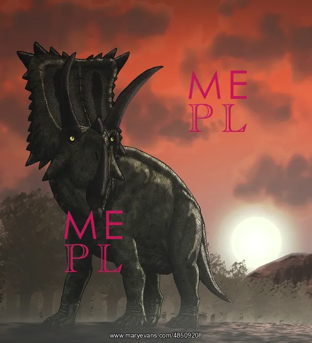 : Coahuilaceratops walking through a Cretaceous sunset : Coahuilaceratops walking through a Cretaceous sunset