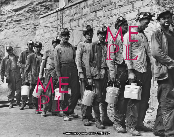 : Coal miners checking in at completion of morning : Coal miners checking in at completion of morning