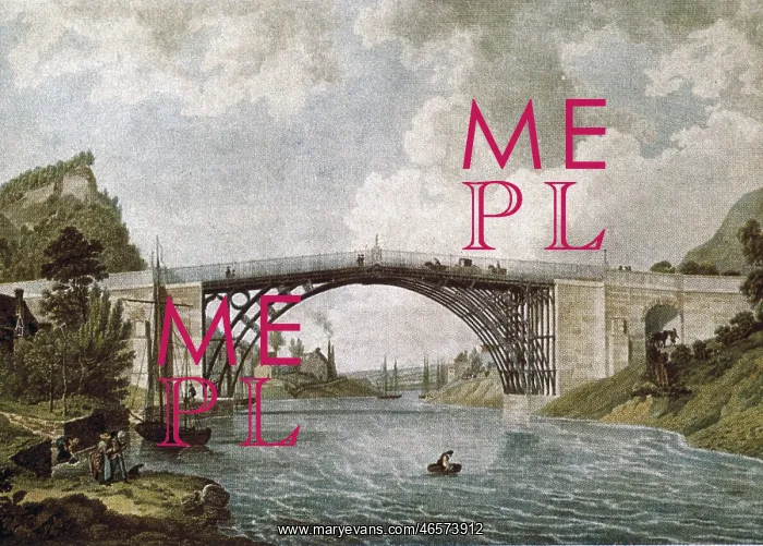 : Coalbrookdale Bridge in 1779. Engraving : Coalbrookdale Bridge in 1779. Engraving