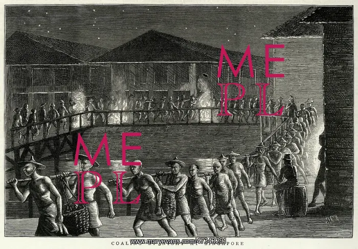 : Coaling by night at Singapore 1876 : Coaling by night at Singapore 1876