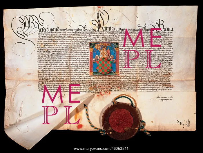 : Coat of arms letter by King Ferdinand : Coat of arms letter by King Ferdinand