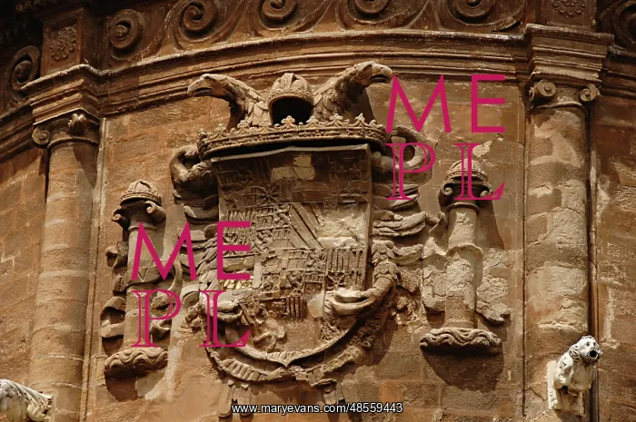  : Coat of arms. Seville cathedral. Facade. Andalusia. Spain