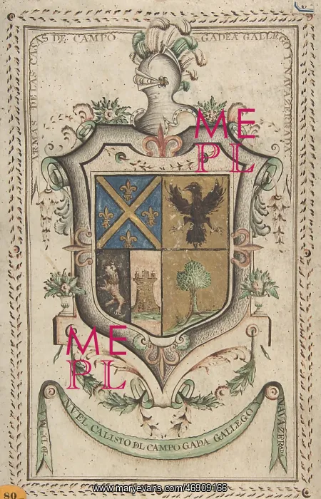 : Coat of Arms Surmounted by a Plumed Helmet, 18th : Coat of Arms Surmounted by a Plumed Helmet, 18th