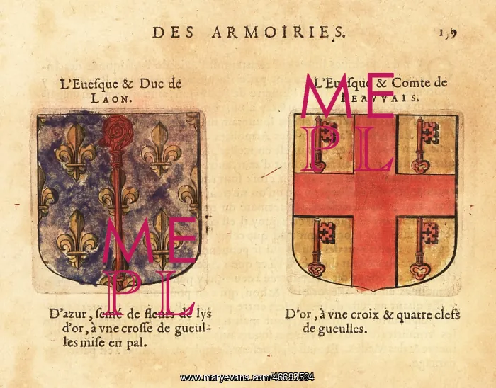 : Coats of arms of the Bishop-Duke of Laon and the : Coats of arms of the Bishop-Duke of Laon and the