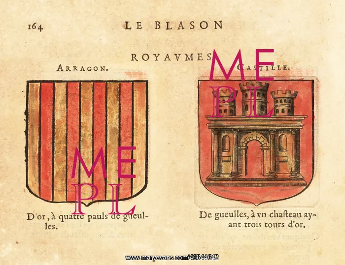 : Coats of arms of the Kingdoms of Aragon and Castille : Coats of arms of the Kingdoms of Aragon and Castille