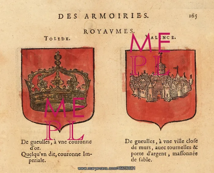 : Coats of arms of the Kingdoms of Toledo and Valencia : Coats of arms of the Kingdoms of Toledo and Valencia
