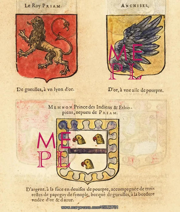 : Coats of arms of mythological figures King Priam : Coats of arms of mythological figures King Priam