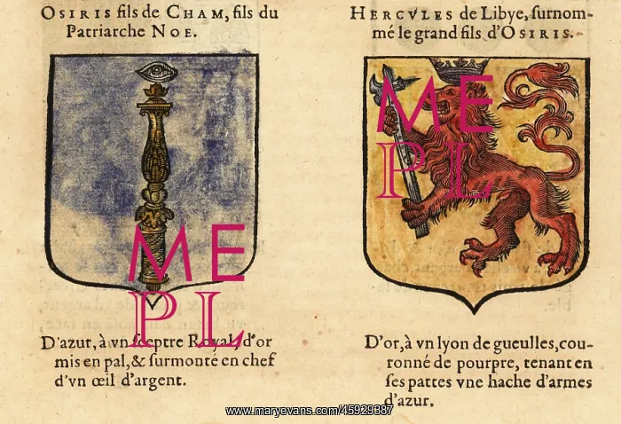 : Coats of arms of mythological figures Osiris and : Coats of arms of mythological figures Osiris and