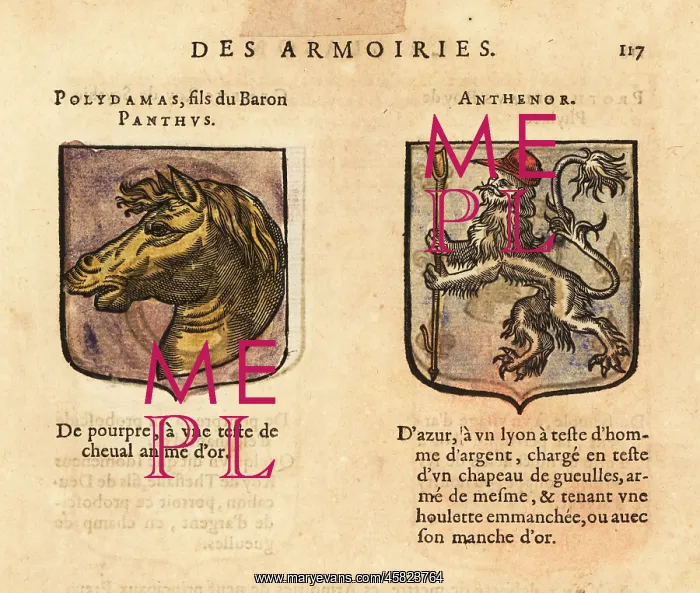 : Coats of arms of Polydamas and Antenor : Coats of arms of Polydamas and Antenor