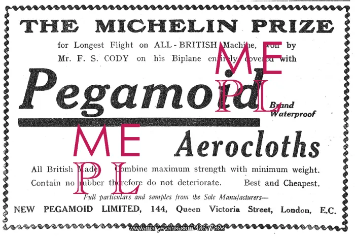 : Cody's Michelin Cup Wiining Biplane Covered With Pegamoid : Cody's Michelin Cup Wiining Biplane Covered With Pegamoid
