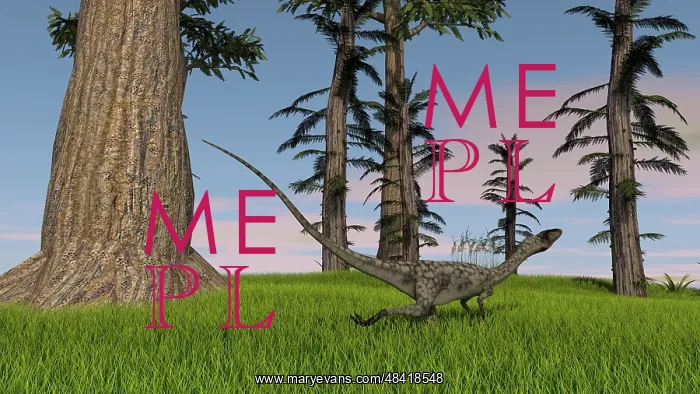 : Coelophysis running through a grassy field : Coelophysis running through a grassy field