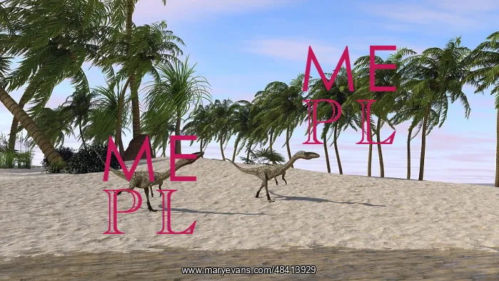  : Two Coelophysis running towards shore