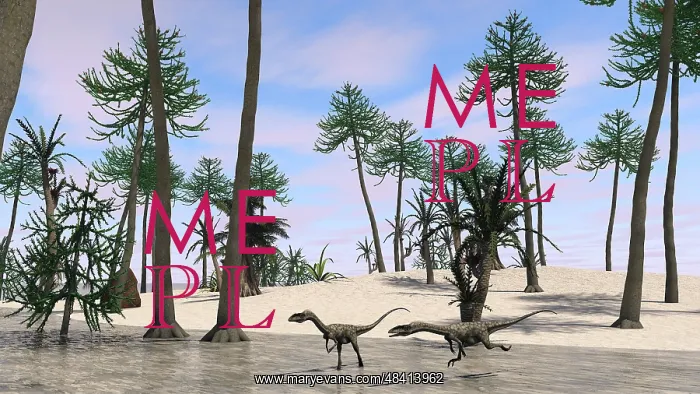 : Two Coelophysis in shallow water : Two Coelophysis in shallow water