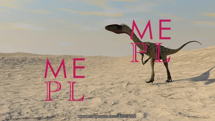 : Coelophysis walking across a barren desert : Coelophysis walking across a barren desert