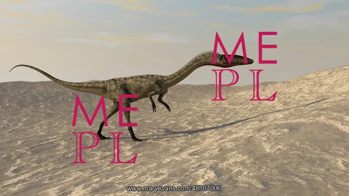: Coelophysis walking through a desert environment : Coelophysis walking through a desert environment