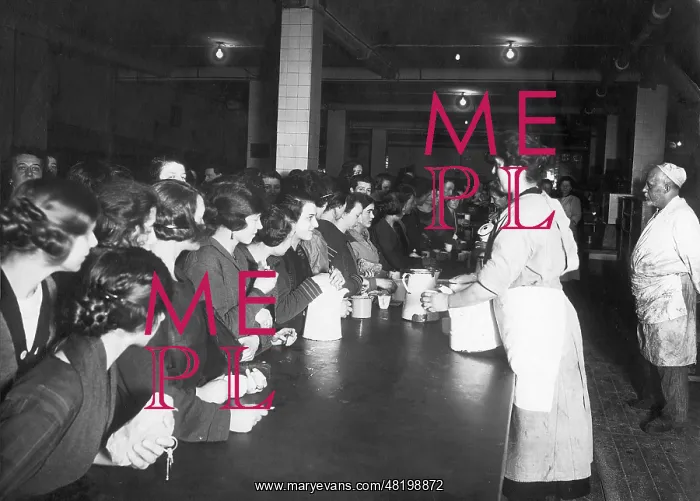 : Coffee distribution in a canteen, 1931 : Coffee distribution in a canteen, 1931