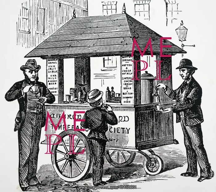 : Coffee stall set up in London by the Temperance : Coffee stall set up in London by the Temperance