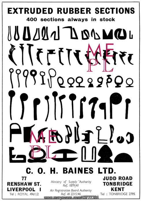 : C.O.H.Baines. Extruded Rubber Sections : C.O.H.Baines. Extruded Rubber Sections