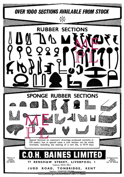 : C.O.H.Baines. Rubber Sections : C.O.H.Baines. Rubber Sections